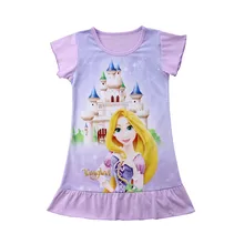 Милое платье принцессы с принтом из мультфильма; летнее платье для маленьких девочек; одежда для маленьких девочек 2-6 лет