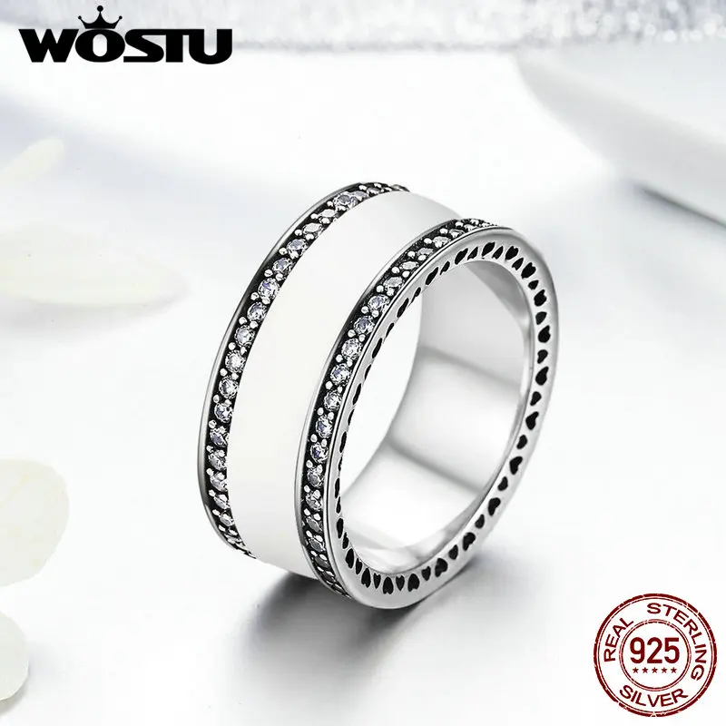 

WOSTU Brand Hot Real 925 Sterling Silver Luxury Statement Wide Band Finger Rings For Women Jewelry Gift SDP7623