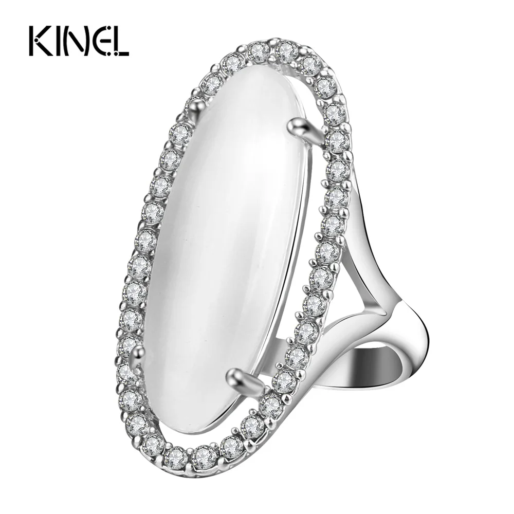 Kinel, новое кольцо с опалом, серебряное, винтажное, свадебные ювелирные изделия, мозаика, кристалл, модные, вечерние, кольца для женщин, Подарок на годовщину