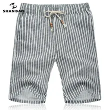 SHAN BAO дышащие хлопковые шорты летняя брендовая одежда серые полосатые модные шорты мужские Размер M-5XL