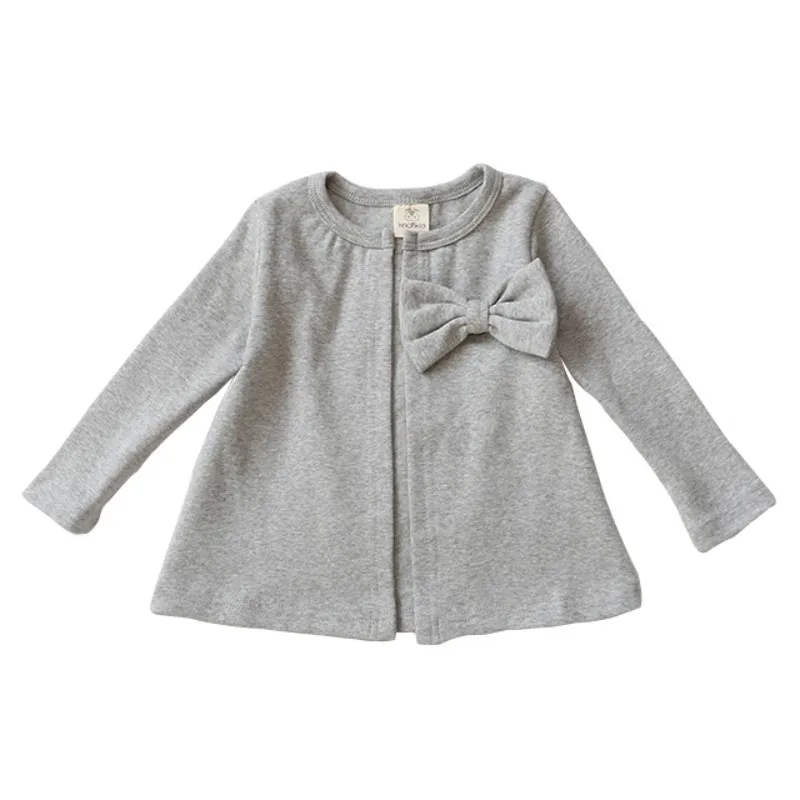 

Autumn Casual Round Neck Children's Clothing Girls In The Children's Shuttle Pattern Knitted Leisure Bow Cardigan Baby