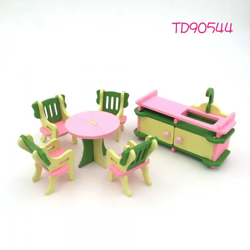 1 Набор, милый кукольный домик, набор для ролевых игр, обучающая игрушка, 3D кукольный домик, миниатюрная деревянная мебель, игрушки для моделирования, подарки для детей - Цвет: 4