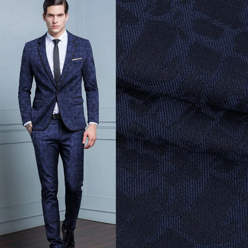 7.1 Men's suit fashion style handsome groom wedding suit slim fit a grain of buckle lapel custom men's suit jacquard fabrics
