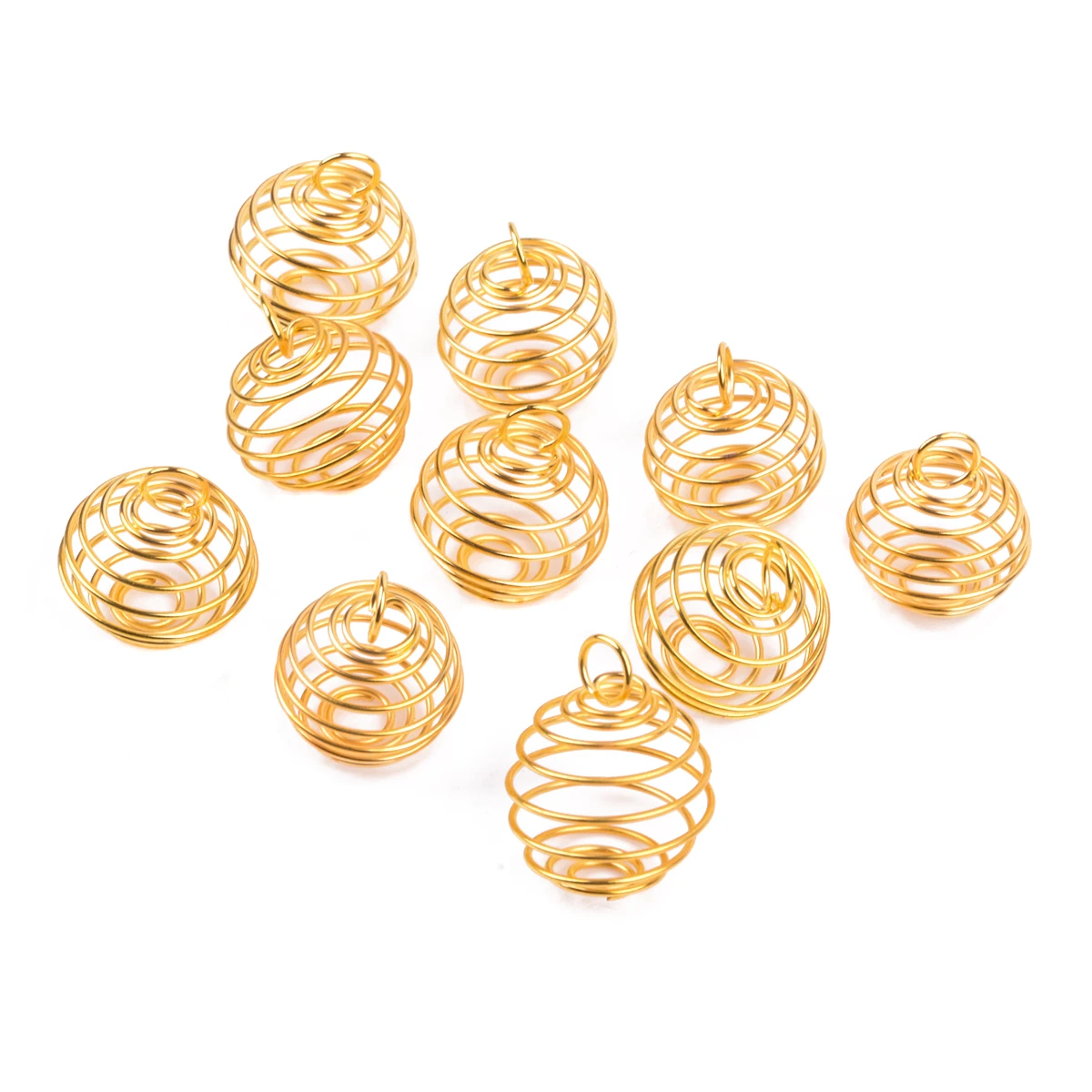 10pcs Shellhard Spiral Bead Cages DIY Pendant Charming Gold Color Necklaces & Pendants Jewellery Findings 25mm