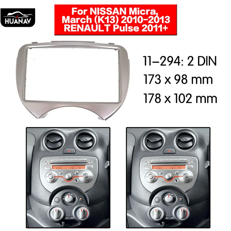 

HUANAV Car Radio stereo Fitting installation adapter fascia For NISSAN Micra March (K13) 2010-2013/RENAULT Pulse 2011+ frame