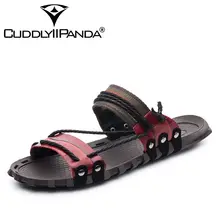 CuddlyIIPanda/мужские металлические сандалии из натуральной кожи модные мужские сандалии Большие размеры 39-47, Вьетнамки без застежки, летняя повседневная пляжная обувь