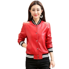 3XL плюс размеры для женщин демисезонный стиль короткий тонкий бейсбол костюм кожаная куртка пальто женская верхняя одежда