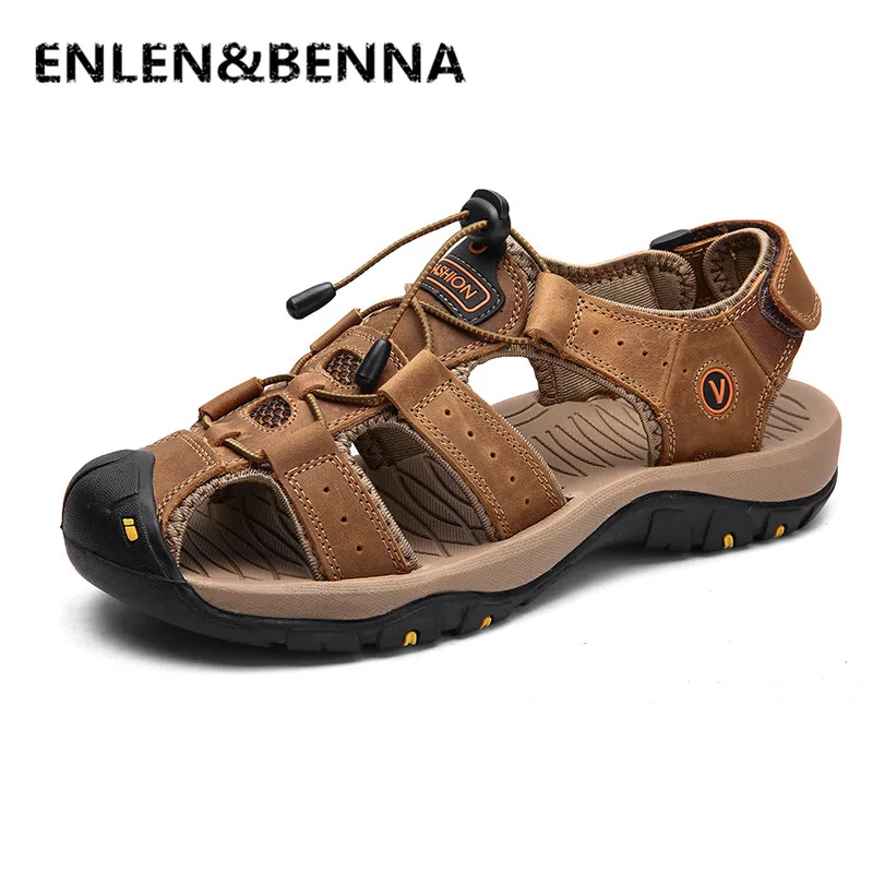 

2019 New Brand Genuine Leather Men Shoes Summer New Large Size Men's Sandals Men Sandals Fashion Sandals Slippers Big Size 38-47