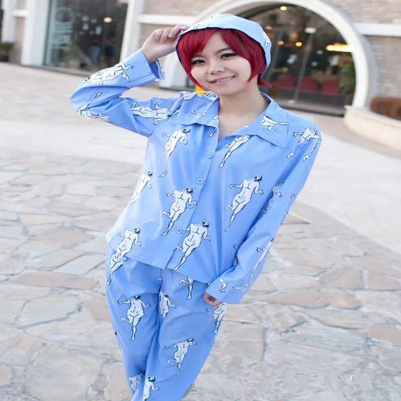 Стиль японского аниме атака на Титанов Косплей пижамы унисекс Onesie Зима синий длинный рукав пижамы XH049
