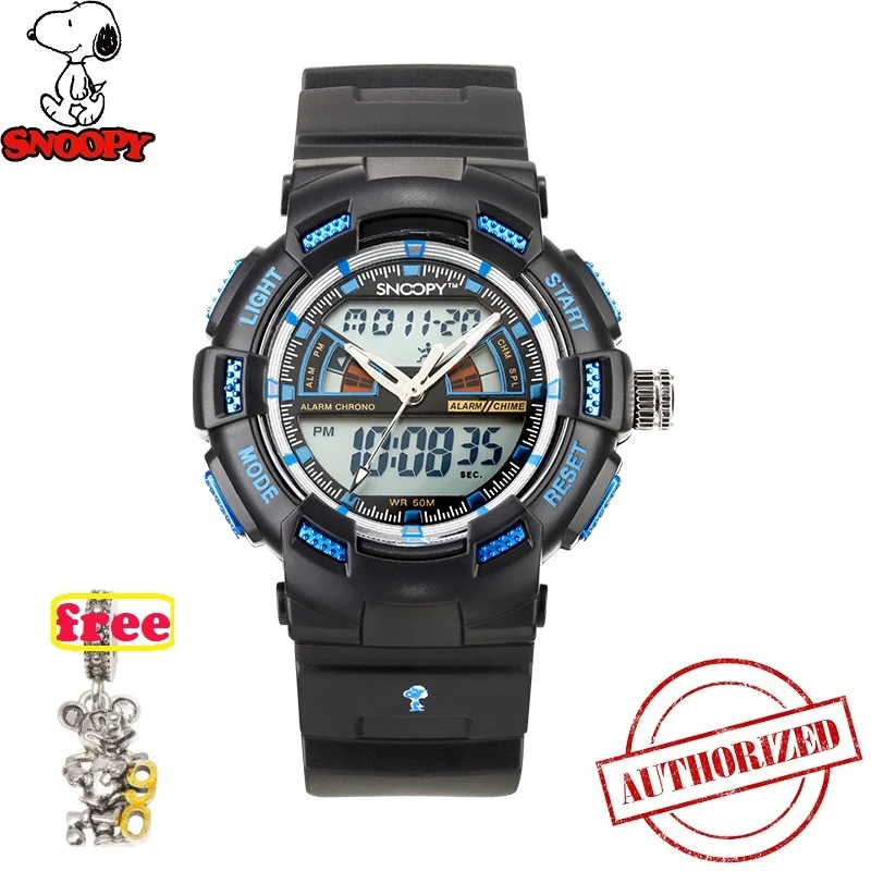 

SNOOPY Men Military Watch Waterproof WristwatchDUAL DISPLAY LED Quartz Clock Sport Watch Male relogios masculino KIDS Shock s805