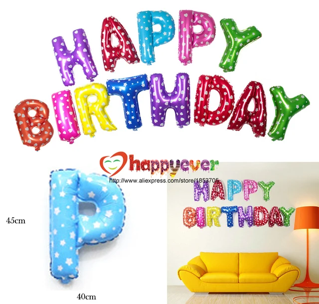 Aluminum Foil Balloons Multi Color Happy Birthday Letter Decoration Alphabet Helium Balloon Kids Party Supplies