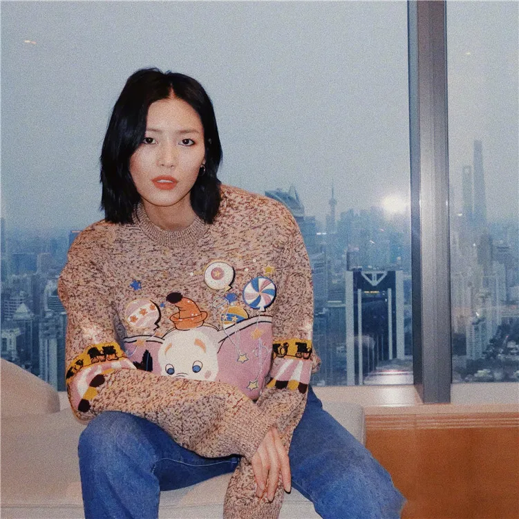 Heavy Industries Embroidery Nail Pearl Leisure Jacquard Long Sleeve Loose Knitted Sweater Woman 2019 Pullovers O-Neck Casual