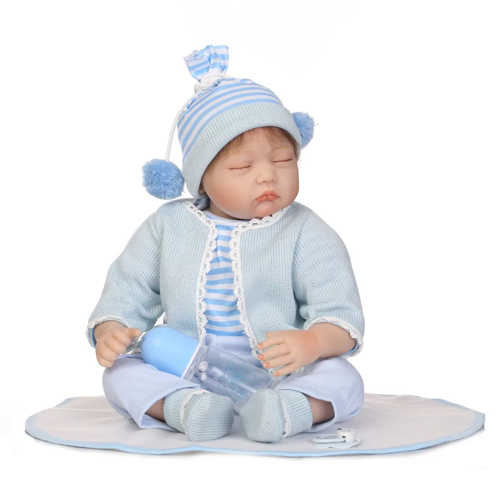 

NPK sleeping reborn boy doll 22"55cm soft touch silicone dolls reborn baby realistic bebe menino reborn bonecas girls toy doll