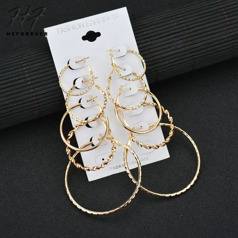 

Hyperbole Silver Gold Color Metal Different Size Circle Earrings for Women Simple Round Earings Fashion JewelryKB275 KB296 KB309
