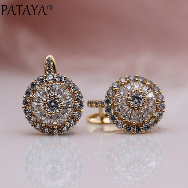 PATAYA New Original Design 585 Rose Gold Luxury Micro-wax Inlay Natural Zirconia Dangle Earrings Women Wedding Earring Jewelry - Image 3