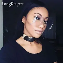 LongKeeper солнцезащитные очки cramilo Винтаж, в стиле ретро, металлический декор, Для женщин без оправы большие солнцезащитные очки оттенком линзы Брендовая Дизайнерская обувь UV400 AB256
