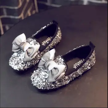 

New flats for pupils autumn new girls shoes Korean bow rhinestone princess shoes girls fashion wild soft sole shoes