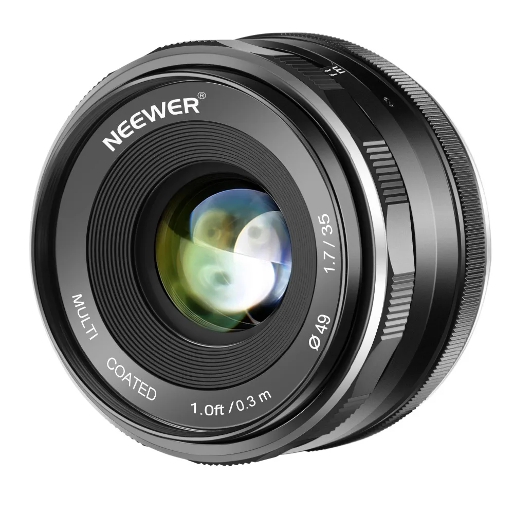 Объектив Neewer 35 мм F/1,7 с большой апертурой APS-C с ручной фокусировкой для Canon EF-M беззеркальных камер EOS M M2 M3 M5 M6 с креплением на EOS-M
