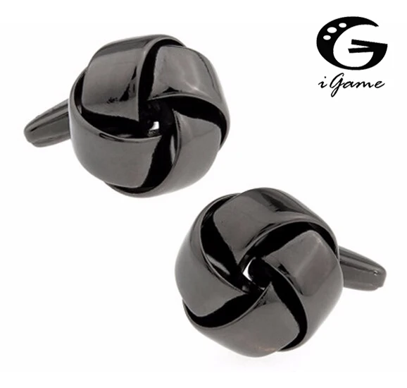 

iGame Men Gift Fashion Cufflinks Brass Design Gun Black Knot Design Cuff Links Free Shipping