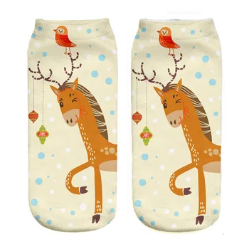 

2018 new cartoon christmas moose 3D digital print socks