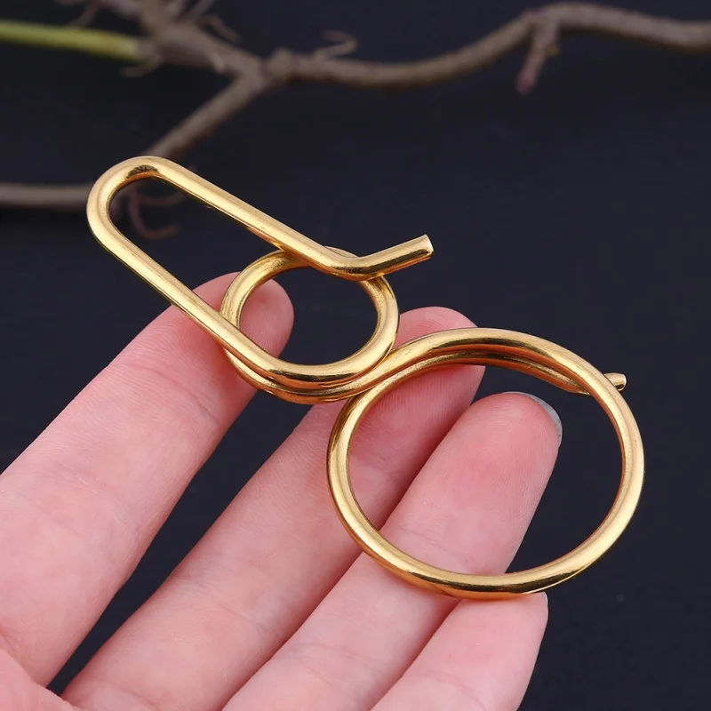 Round metal keychain 8 type brass keychain retro pure brass handmade