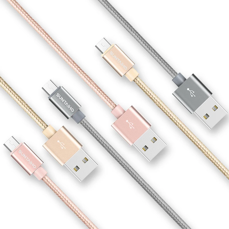 10-Pack Suntaiho Micro USB Cable 2.4A Nylon Weaving Microusb USB Charge Cable For Samsung Xiaomi Huawei HTC