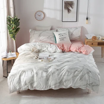 

Marble pattern printed bedding quilt cover set modern bed cover king bedding set sheets & pillowcases romantic bedding set #/J