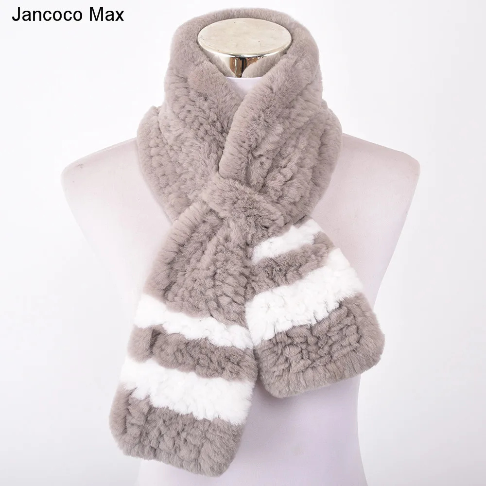 

Winter Keep Warm Women's Real Rabbit Fur Scarves Fashion Natural Rex Rabbit Fur Muffler Lady S7304