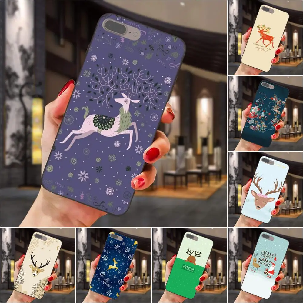 Мягкий чехол из ТПУ с рождественским оленем для Huawei Honor 5A 6A 6C 7A 7C 7X 8A 8C 8X 9 10 P8 P9 P10 P20