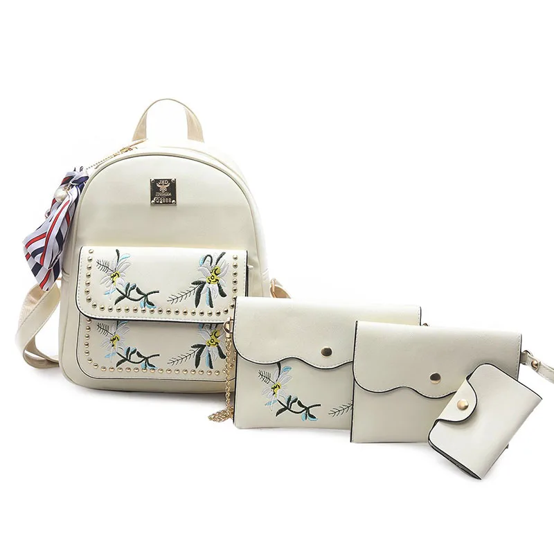 

LACATTURA Fashion Composite Bag Pu Leather Backpack Women Cute 4 Sets Bag School Backpacks For Teenage Girls Sac A Dos