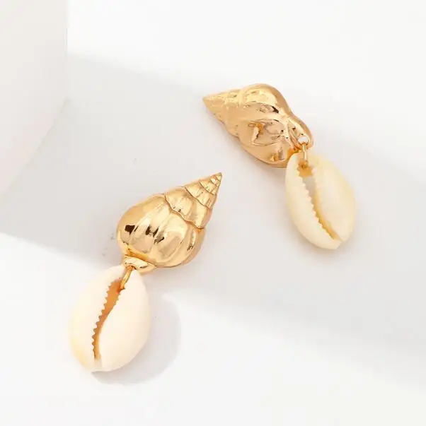 Fashion 2019 Natural Sea Shell Drop Earrings For Women Colorful Painted Shell Beads Pendant Earring Summer Beach Jewelry Brincos SHBE-E07