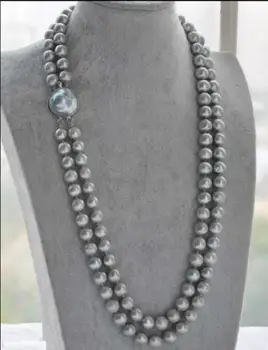 

VERY BEAUTIFUL 2 ROW SOUTH SEA AAA 8-9MM GRAY NATURAL PEARL NECKLACE 20"