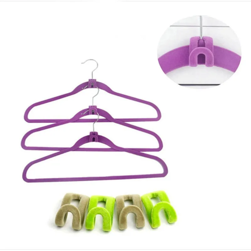 

10 Pcs Mini Flocking Clothes Hanger Easy Hook Closet Organizer Home Supplies DTT88