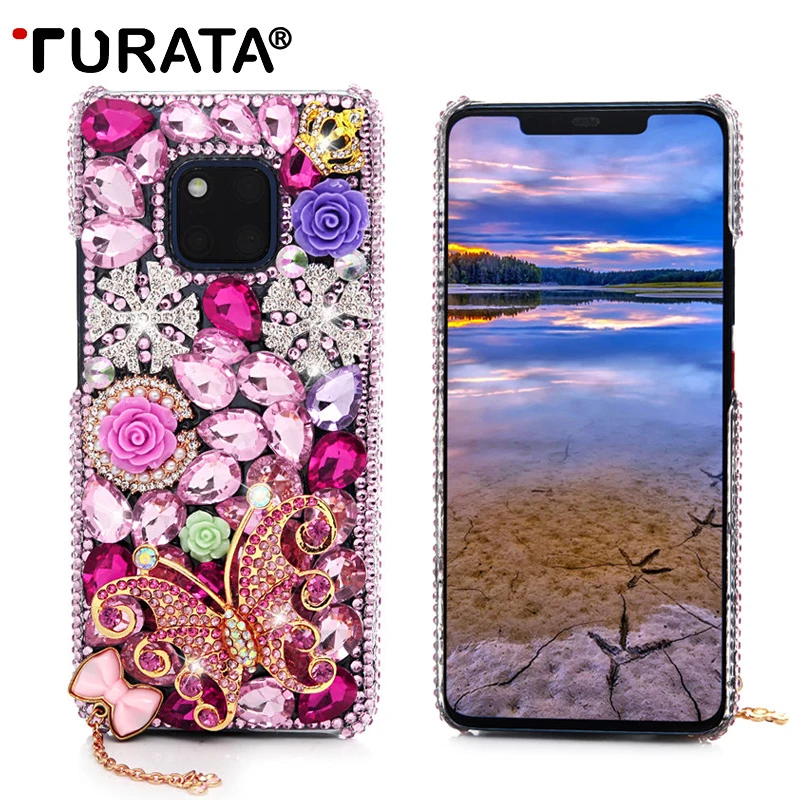 TURATA 3D Handmade Bling Crystal Diamond Rhinestones Case For Huawei Mate 20 Pro Plastic Hard Cover |