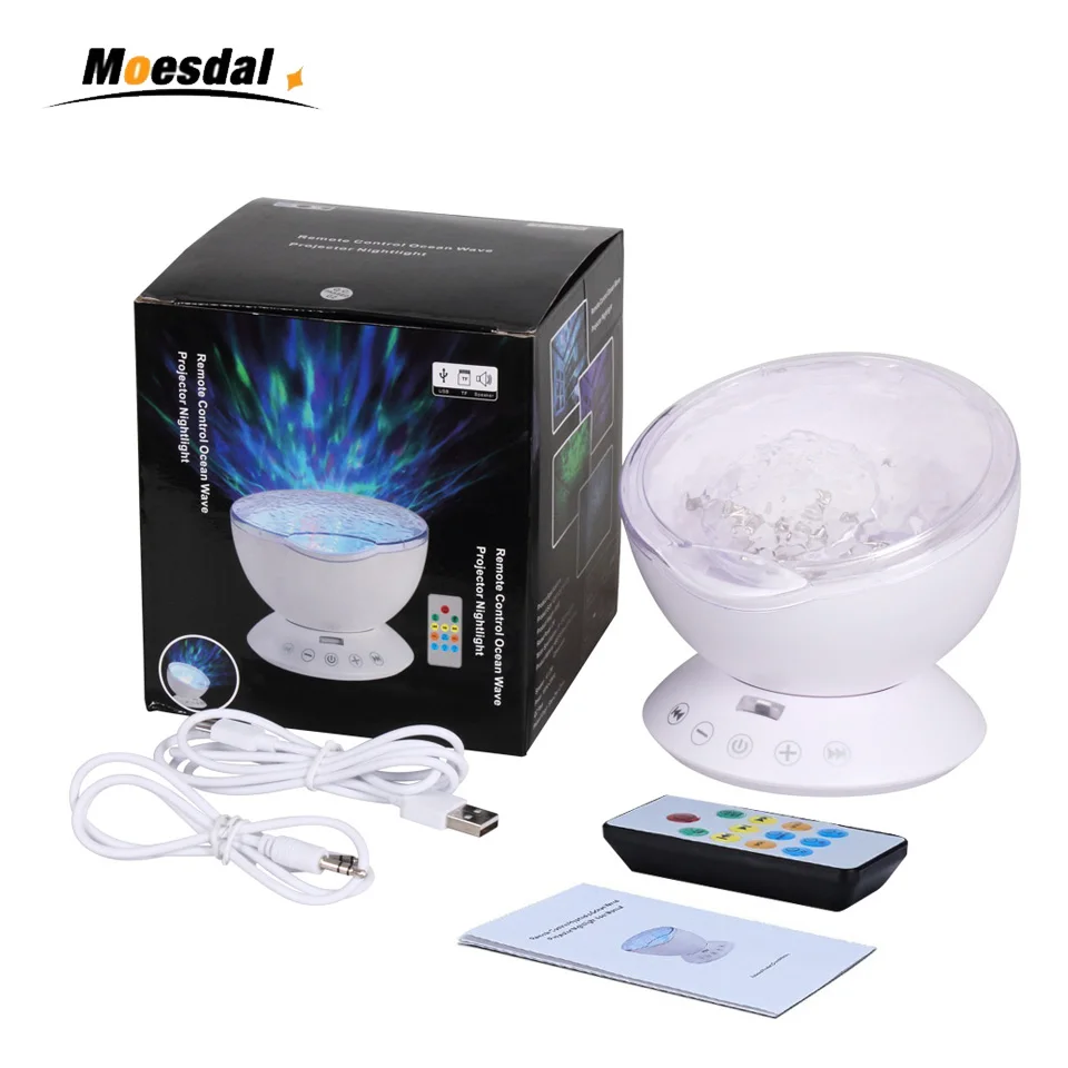 

Moesdal Ocean Wave Starry Sky Aurora LED Night Light Projector Luminaria Novelty Lamp USB Nightlight Illusion For Baby Children