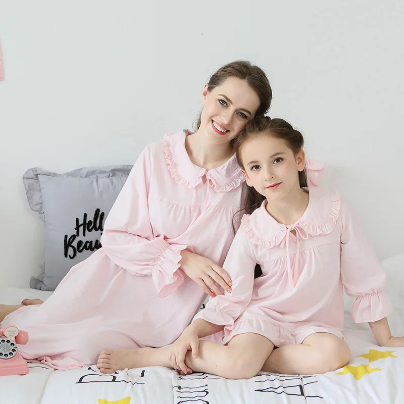 Пижамы для девочек; ночная рубашка для маленьких девочек; одежда для сна из хлопка; тонкая Домашняя одежда с длинными рукавами; детские пижамы для детей 2-14 лет