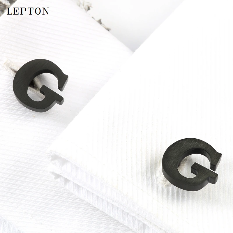 Leton Запонки мужские из нержавеющей стали IP черный пистолет металлические буквы G запонки мужские запонки для французских рубашек запонки Relojes Gemelos