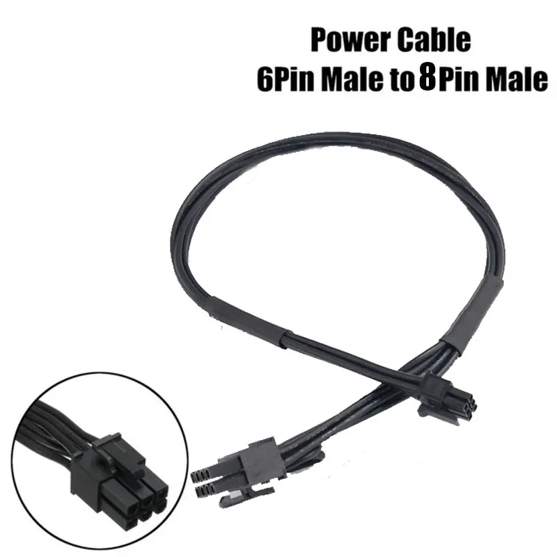 

Cewaal Modular Power Cable Graphics Card PCI-Express Mini 6Pin Male To 8Pin Male PCI-E 37cm Power Cable Extension Power Cable