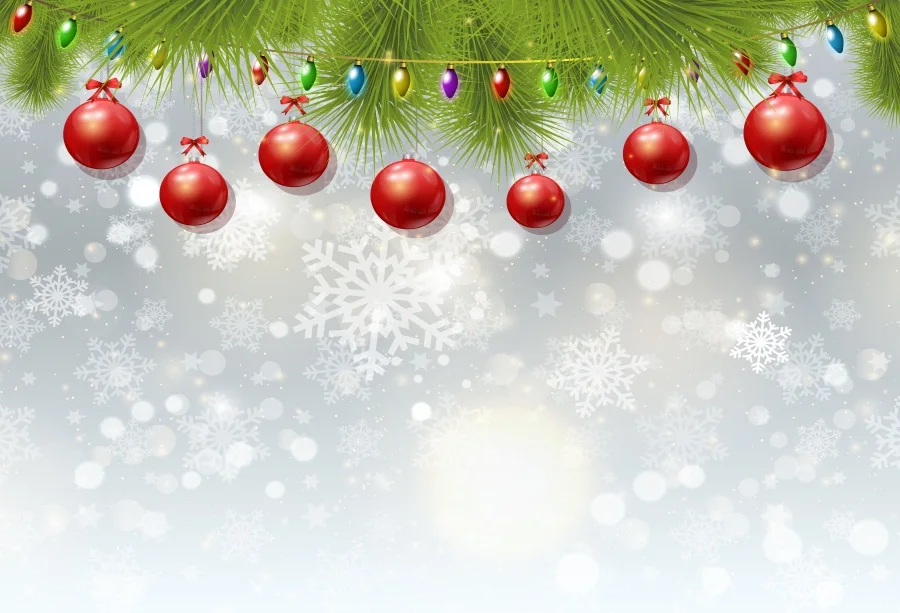 

Laeacco Photography Backdrops Christmas Bauble Snowflake Pine Polka Dots Portrait Photo Background Photocall Photo Studio