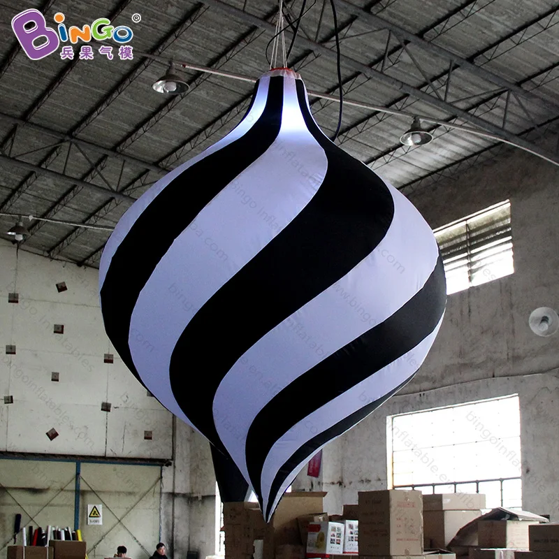 

customized 1.2X1.5meters spiral shape inflatable black and white decoration, hanging white and black decoration - toys