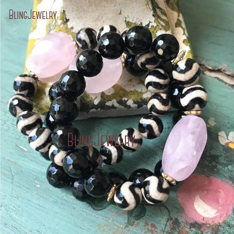 20181207-BM11304-pink and black unique glam stone bracelet boho accessory gift elegant style trendy jewelry