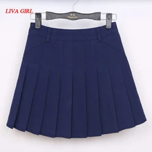 Women’s cute College wind Plus Size XS-XXLl Uniforms skirt For Women Students High Quality Solid color High waist Pleated skirts