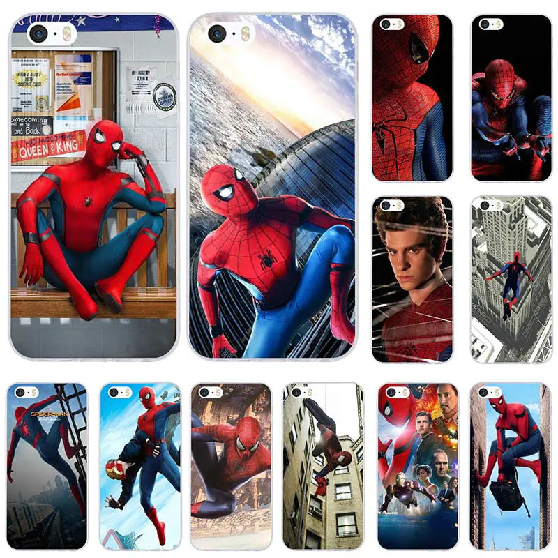 

Soft TPU Mobile Phone Cases Bags for iPhone X XR XS MAX 7 6 6s 8 Plus 4 4S 5 5S SE 5C Coque Marvel Spider Man Comics Homecoming