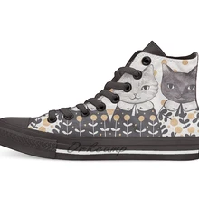 Повседневные холщовая обувь кеды с высоким берцем для котят; Прямая