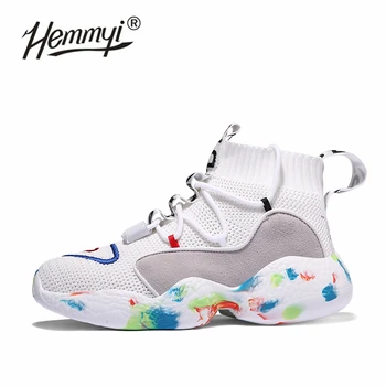 

Hemmyi Unisex Men and Women Mesh Breathable Sneakers Summer Black White Ultralight Sport Shoes Designer Platform Chunky Sneakers