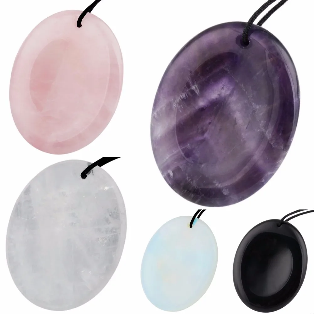 

SUNYIK Natural Worry Stone,Oval Palm Stone Pendant,Healing Reiki Crystal