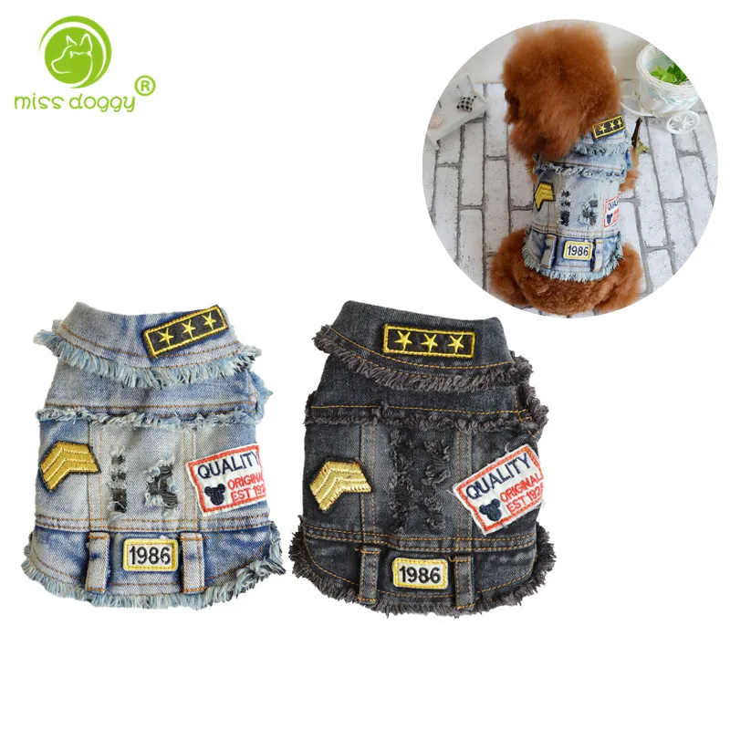 

Cool Denim Dog Jacket ubranka dla psa Winter Dog Coat Retro Pet Jeans Vest Cowboy Clothes for Small Dogs Yorkshire Drop Shipping