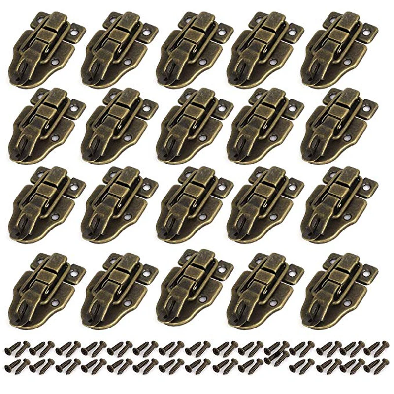 

20PCS Toggle Latch Catch Hasp Case Retro Wooden Tool Box Lock Suitcase Closure Clasp Buckle Bronze Fit Case Box Chest