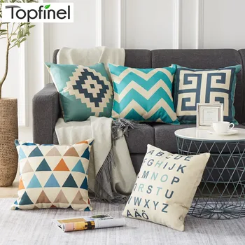 

Topfinel Geometric Decorative Throw Pillows Cases Linen Cotton Cushion Cover Creative Decoration for Sofa Car covers 45X45cm