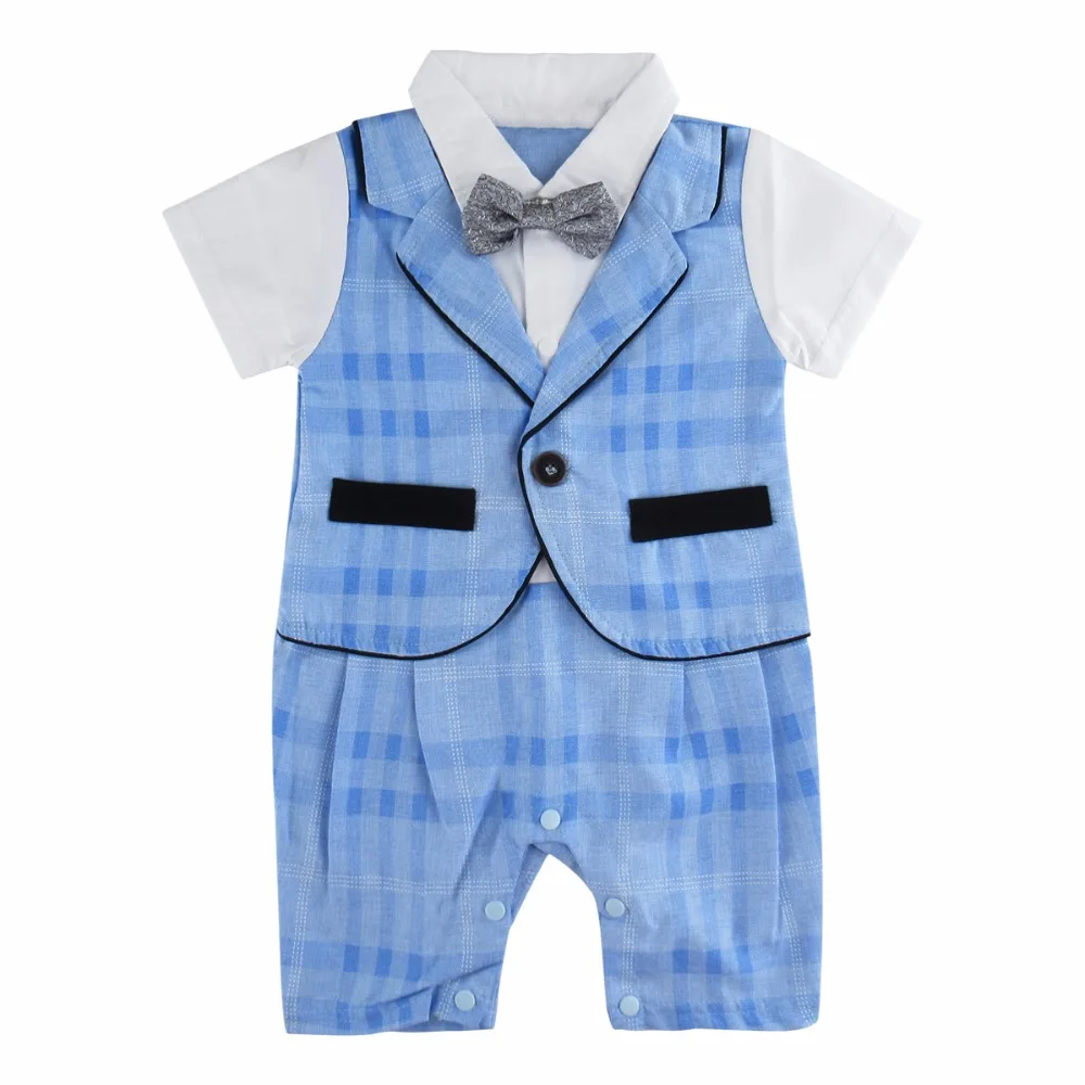 Baby Boy Gentleman Romper Formal Suit Baby Wedding Suit With Bow Tie